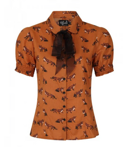 Bluse Vixey Fox 40's, Braun, Plus Size