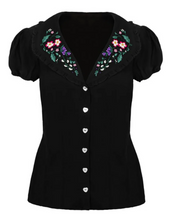 Laden Sie das Bild in den Galerie-Viewer, Vintage Bluse Winnie 40&#39;s mit Blumenstickerei
