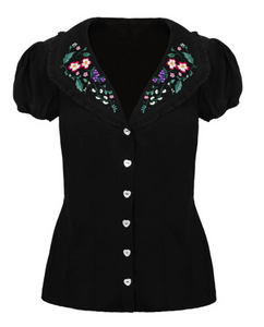 Vintage Bluse Winnie 40's mit Blumenstickerei