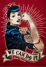 Laden Sie das Bild in den Galerie-Viewer, Bestickte Collegejacke We can do it, Dunkelrot-Schwarz
