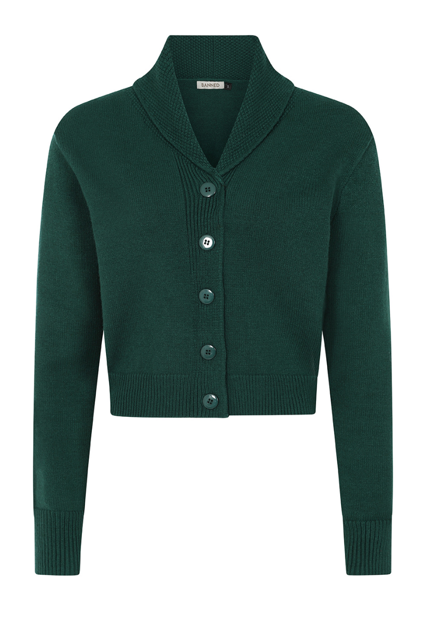 Vintage 40er-Jahre Cardigan Violet , Flaschengrün