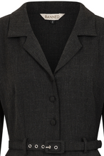 Laden Sie das Bild in den Galerie-Viewer, Swingkleid Marigold 40&#39;s, Tweed Stoff, Dunkelgrau
