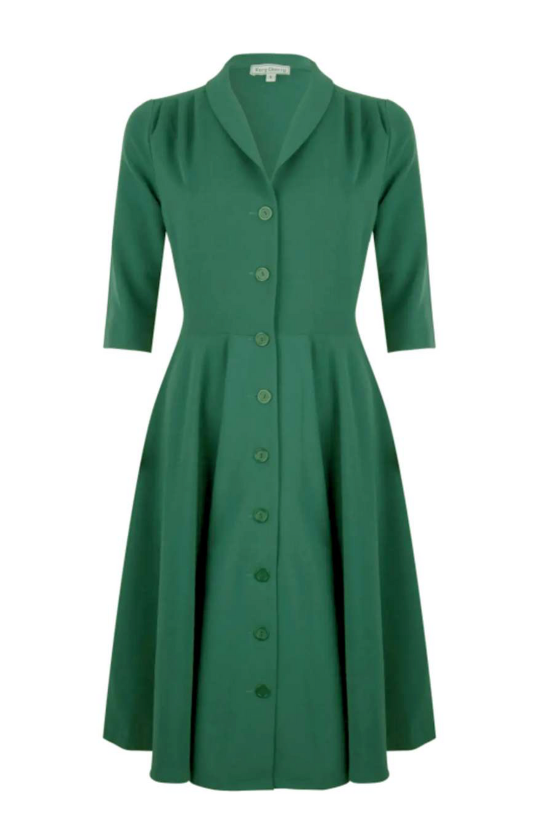 Vintage-Kleid D'Laine Gabardine,  British Green ( Tannengrün) Gabardine