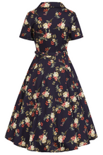 Laden Sie das Bild in den Galerie-Viewer, Vintage-Swingkleid Bella Romantic Floral, Navy
