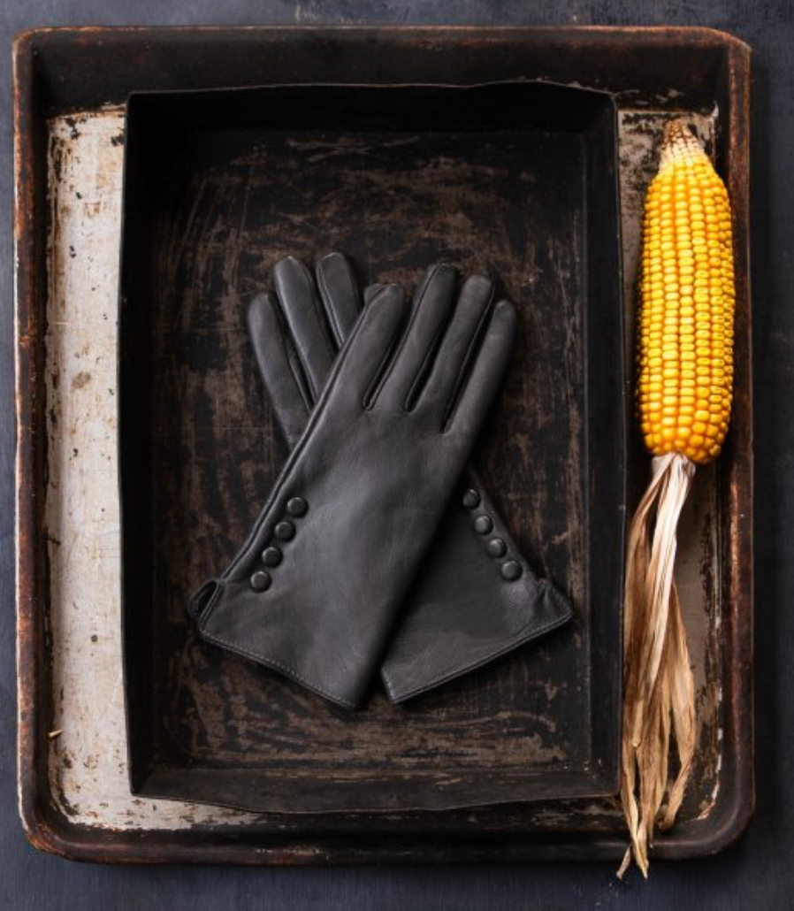 Echtleder-Handschuhe in Schwarz