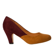 Laden Sie das Bild in den Galerie-Viewer, Vintage Pumps The Modernist Two Tone, Senf-Burgundy
