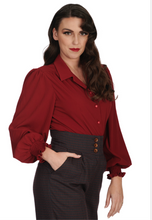 Laden Sie das Bild in den Galerie-Viewer, Retro Bluse Bonnie, Burgundy

