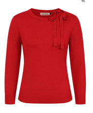 Laden Sie das Bild in den Galerie-Viewer, Strick-Pullover Bella Bow,mit Schleife, Rot
