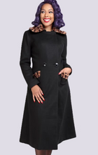 Laden Sie das Bild in den Galerie-Viewer, Vintage Mantel mit Kunstpelz,Leo Coat , Schwarz
