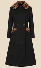 Laden Sie das Bild in den Galerie-Viewer, Vintage Mantel mit Kunstpelz,Leo Coat , Schwarz
