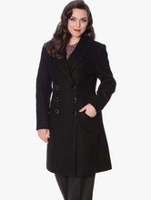 Laden Sie das Bild in den Galerie-Viewer, Vintage Mantel Leopard Lady mit 30% Wolle, Innenfutter in Leo, Schwarz
