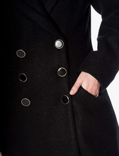 Laden Sie das Bild in den Galerie-Viewer, Vintage Mantel Leopard Lady mit 30% Wolle, Innenfutter in Leo, Schwarz
