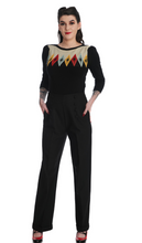 Laden Sie das Bild in den Galerie-Viewer, Retro Pullover Atomic Star mit Rautenmuster, Schwarz
