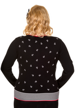 Laden Sie das Bild in den Galerie-Viewer, Cardigan Close Call mit Anker-Stickerrei,Schwarz, Plus Size

