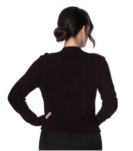 Laden Sie das Bild in den Galerie-Viewer, Cardigan Midnight Daze mit Zopfmuster, Schwarz
