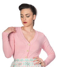 Laden Sie das Bild in den Galerie-Viewer, Vintage Cardigan June mit Musterakzente, Rosa
