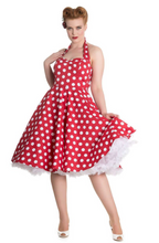 Laden Sie das Bild in den Galerie-Viewer, Neckholder Swingkleid Miriam Polka, Rot
