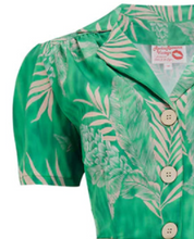 Laden Sie das Bild in den Galerie-Viewer, Hemdblusenkleid Charlene Ruby, 40's Emerald Palm, Grün
