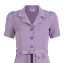 Laden Sie das Bild in den Galerie-Viewer, Hemdblusenkleid Revers Tricot 40's, Flieder
