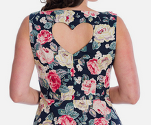 Laden Sie das Bild in den Galerie-Viewer, Swingkleid Rose Bloom, Navy
