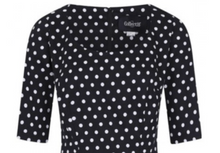 Laden Sie das Bild in den Galerie-Viewer, Bleistiftkleid Amber Polka, Schwarz-Weiß

