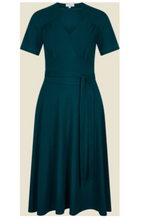 Laden Sie das Bild in den Galerie-Viewer, Swingkleid Hollywood mit Wickelausschnitt, Tricot Deluxe,Petrol
