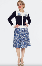 Laden Sie das Bild in den Galerie-Viewer, Cardigan, Schiffstickerei , Blue Nautical Wave Embroidery, Navy Plus Size

