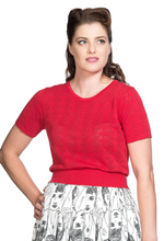 Laden Sie das Bild in den Galerie-Viewer, Strick-Shirt Nautical mit Lochstickerrei, Rot
