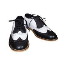 Laden Sie das Bild in den Galerie-Viewer, Gatsby Brgue Schuhe mit Budapesetrmuster, Schwarz-Weiß
