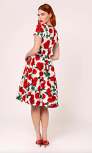 Laden Sie das Bild in den Galerie-Viewer, Swingkleid Dolce Vita 50's, Weiss-Rot

