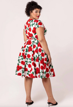 Laden Sie das Bild in den Galerie-Viewer, Swingkleid Dolce Vita 50's, Weiss-Rot , Plus Size

