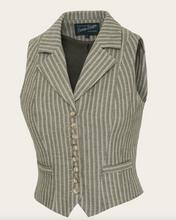Laden Sie das Bild in den Galerie-Viewer, The Watchmaker’s Waistcoat,Green herringbone stripe
