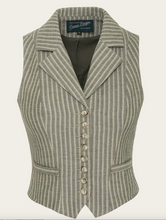 Laden Sie das Bild in den Galerie-Viewer, The Watchmaker’s Waistcoat,Green herringbone stripe
