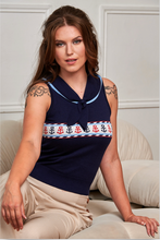Laden Sie das Bild in den Galerie-Viewer, Top Sailor Sophie mit Ankermotiv, Navy
