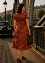 Laden Sie das Bild in den Galerie-Viewer, Swingkleid Julia 40's Teekleid – Rostrotes

