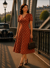Laden Sie das Bild in den Galerie-Viewer, Swingkleid Julia 40's Teekleid – Rostrotes
