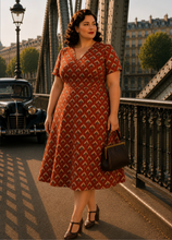 Laden Sie das Bild in den Galerie-Viewer, Swingkleid Julia 40's Teekleid – Rostrotes ,Plus Size
