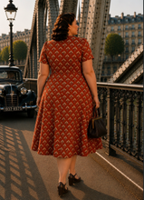 Laden Sie das Bild in den Galerie-Viewer, Swingkleid Julia 40's Teekleid – Rostrotes ,Plus Size
