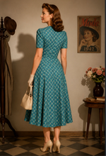 Laden Sie das Bild in den Galerie-Viewer, Swingkleid Julia 40's Teekleid, Blaugrün
