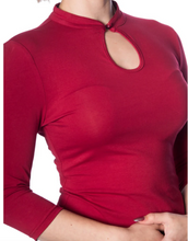 Laden Sie das Bild in den Galerie-Viewer, Top Peek A Boo Mandarin, Rot, Plus Size
