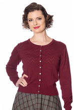 Laden Sie das Bild in den Galerie-Viewer, Cardigan Pointelle Knit, Aubergine
