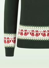 Laden Sie das Bild in den Galerie-Viewer, Fox Fairisle Strickpullover in Dunkelgrün
