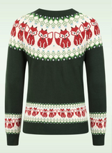Laden Sie das Bild in den Galerie-Viewer, Fox Fairisle Strickpullover in Dunkelgrün
