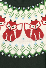 Laden Sie das Bild in den Galerie-Viewer, Fox Fairisle Strickpullover in Dunkelgrün
