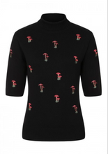 Laden Sie das Bild in den Galerie-Viewer, Kurzarm Pullover Mushroom Dreams,Schwarz
