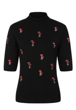Laden Sie das Bild in den Galerie-Viewer, Kurzarm Pullover Mushroom Dreams,Schwarz
