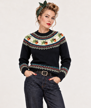 Laden Sie das Bild in den Galerie-Viewer, Acorn Fairisle Strickpullover in Schwarz
