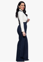 Laden Sie das Bild in den Galerie-Viewer, Hose High-Waist Wide-Leg Dungarees, Dark Blue
