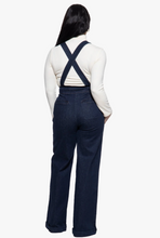 Laden Sie das Bild in den Galerie-Viewer, Hose High-Waist Wide-Leg Dungarees, Dark Blue
