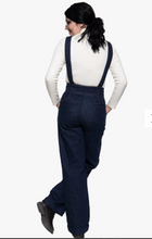 Laden Sie das Bild in den Galerie-Viewer, Hose High-Waist Wide-Leg Dungarees, Dark Blue
